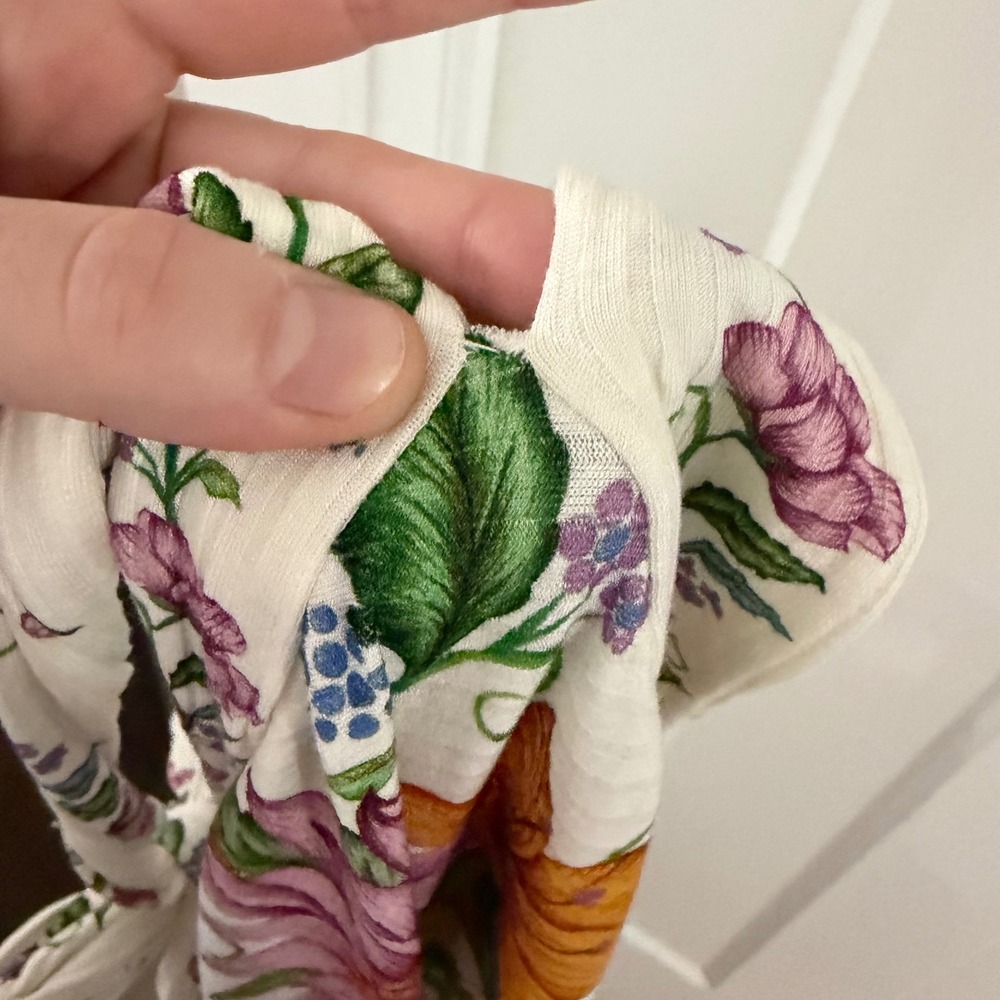 FARM Rio Delicadeza Halter Midi Dress Floral Fruit Off White Ribbed Boho Resort - Picture 4 of 8